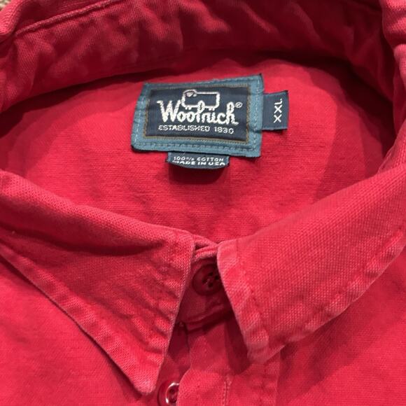 Woolrich Shirt Men's Large Red Button Down Heavy Cotton Canvas Vintage 70s USA - Picture 3 of 6